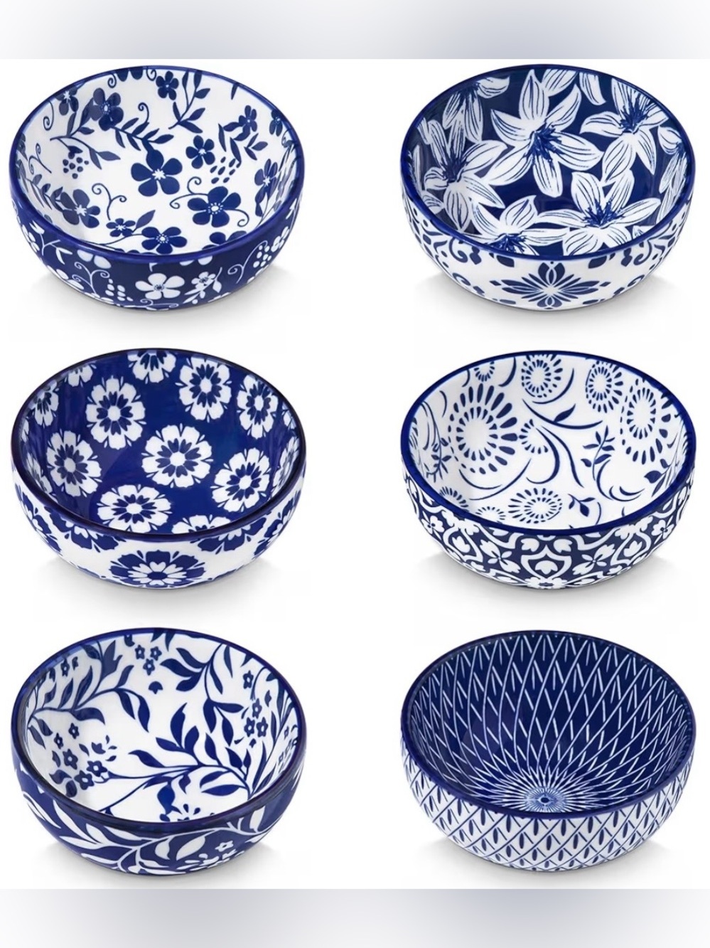 Vancasso SELENE 6pc 2.7oz Ceramic Dipping Bowls 3” Floral Sauce‎ Dish Set